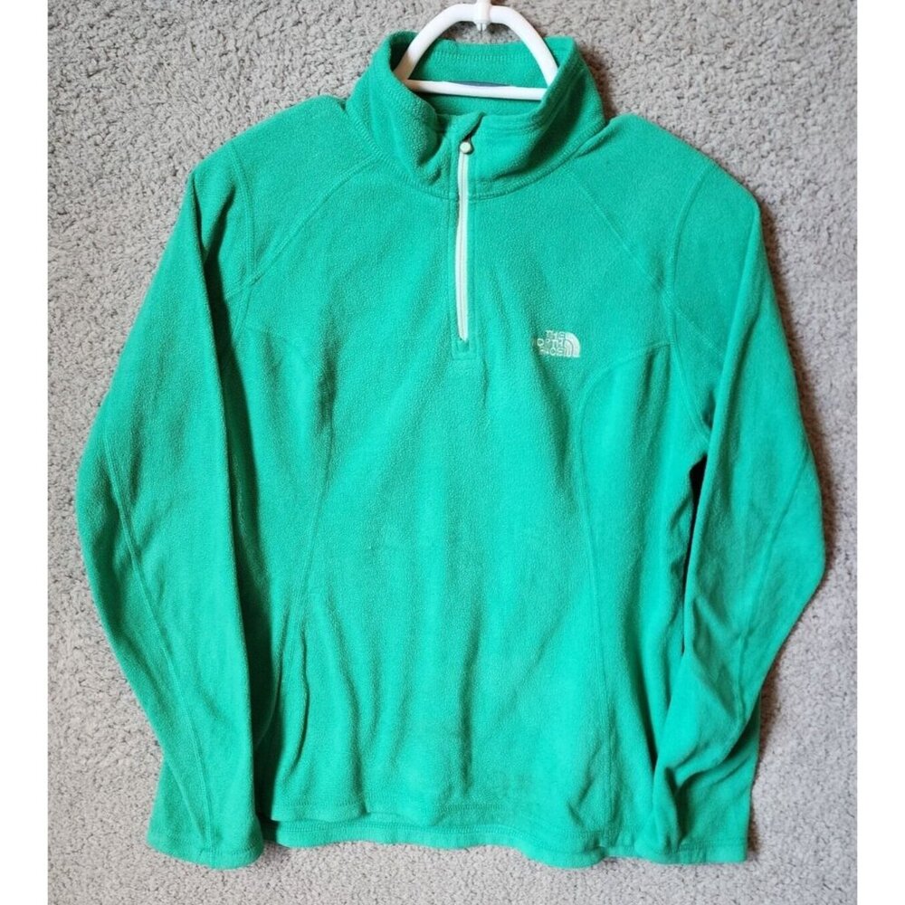 The North Face Womens 1/4 Zip Collared Fleece Lightweight Pullover Kelly Green S